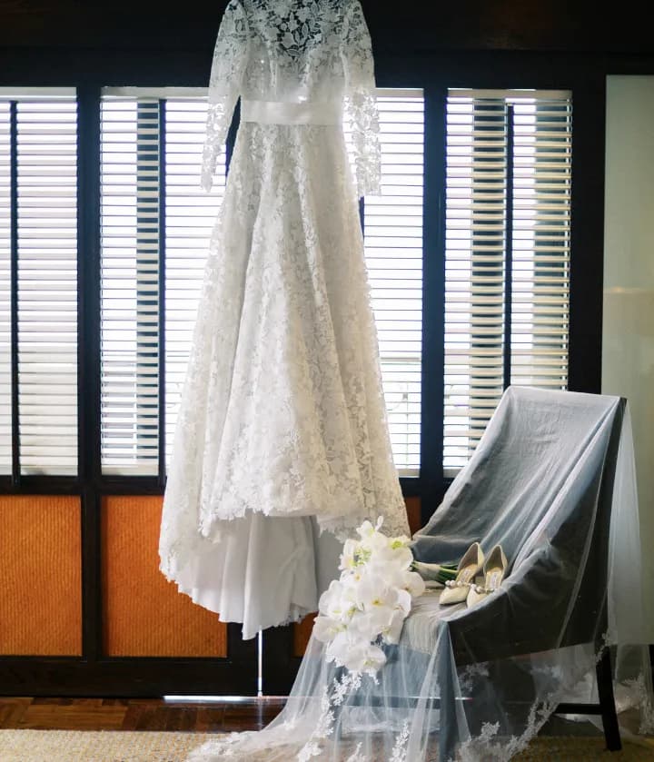 Contemporary embroidered bridal detail